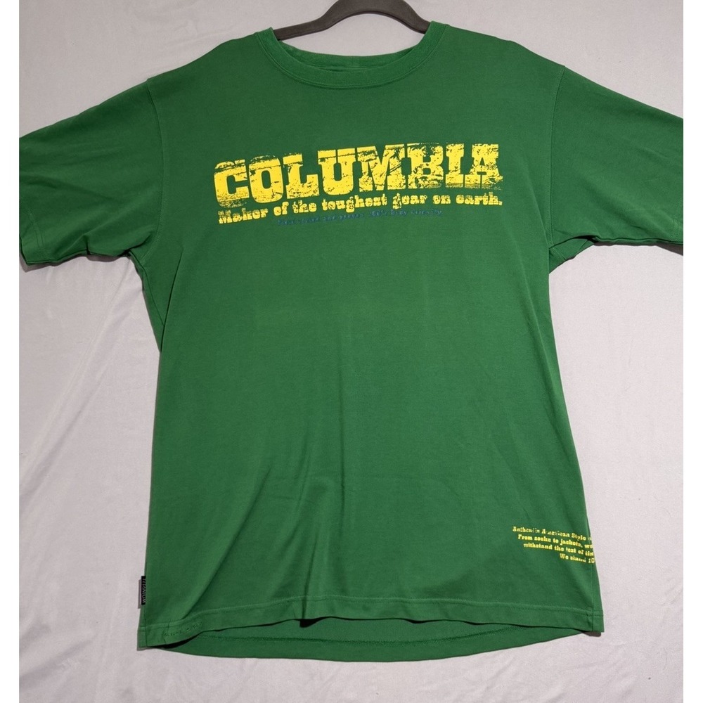 columbia sportswear titanium green large front logo tee, men's xl t-shirt